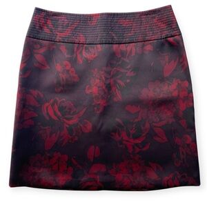 Elie Tahari Silk Floral Mini Skirt Black Red Size 4 Dark Academia 11010230